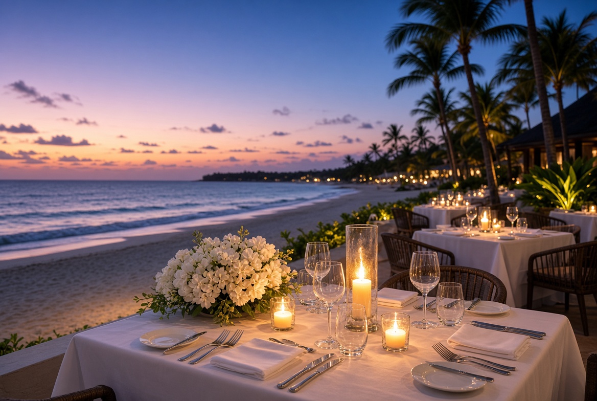 Elegant beachfront dinner