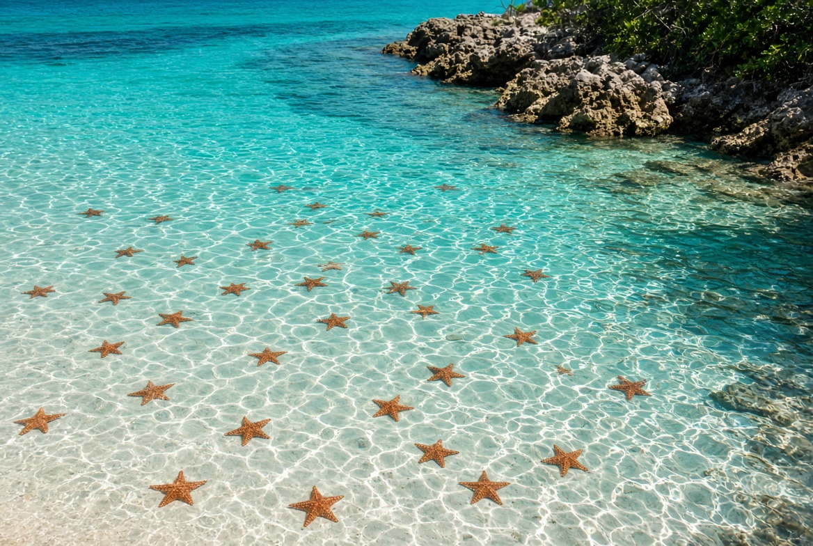 Clear water at a natural pool near Saona