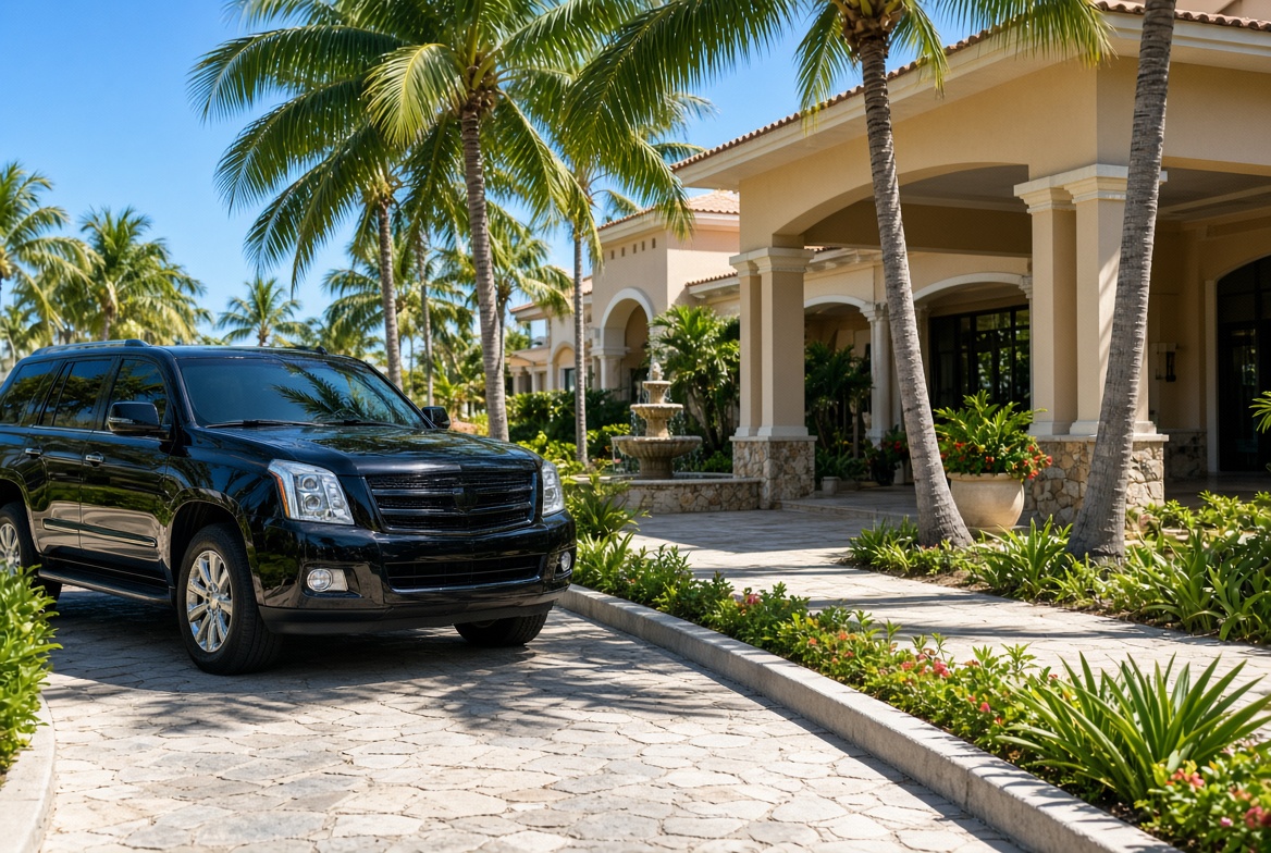 Private transfer vehicle at a resort